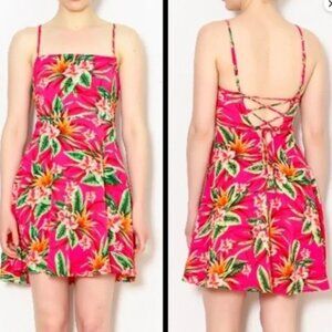 Show Me Your MuMu Arielle pink tie back tropical dress - Medium